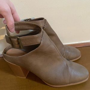 Charlotte Russe Taupe Cutout Block Heel Ankle Booties